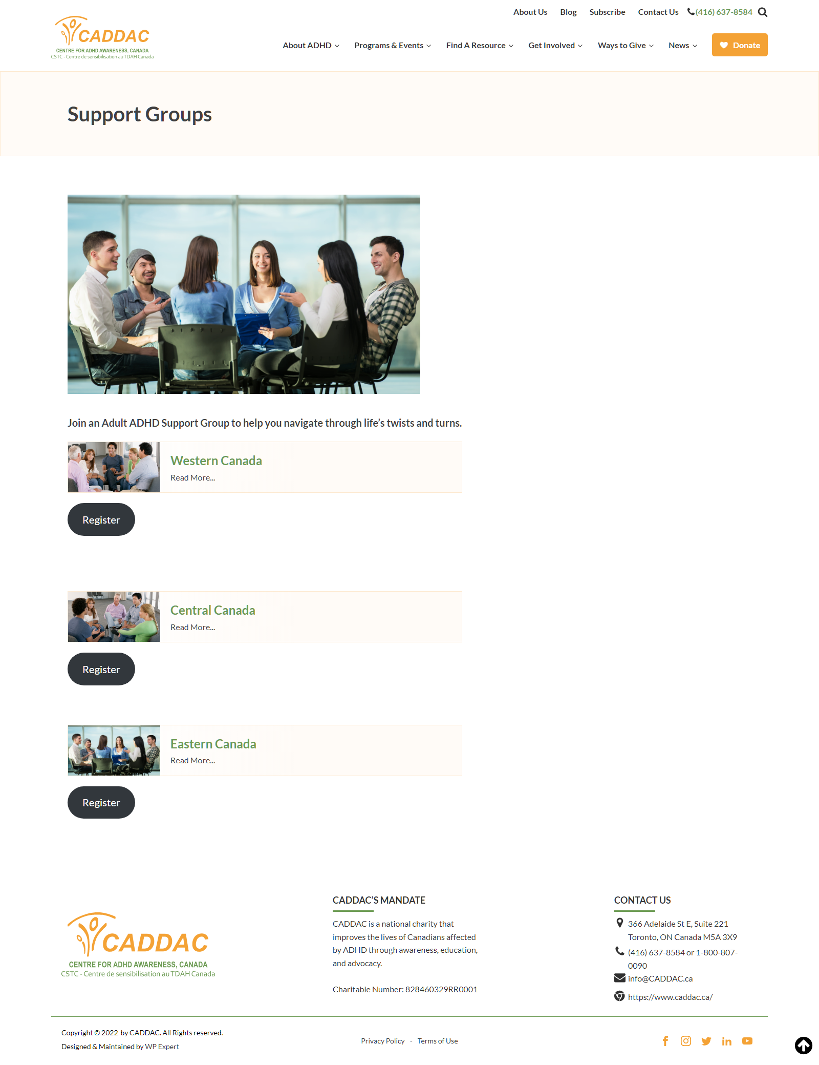 CADDAC Support Group Website Page